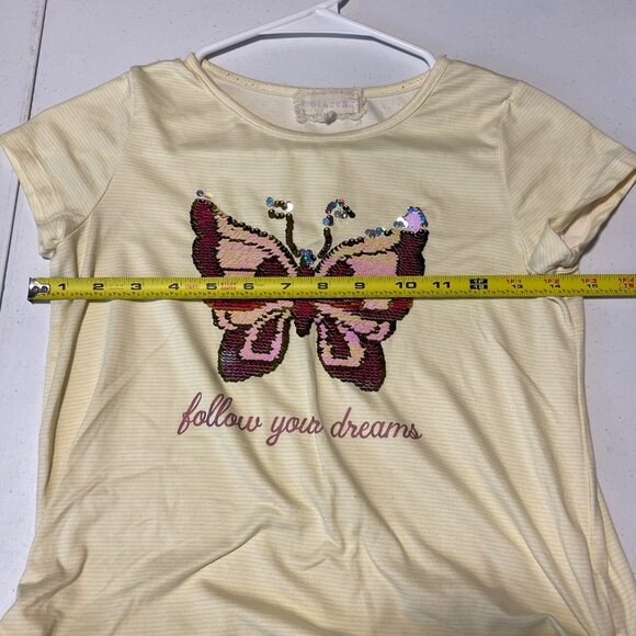 Btween Embellished Butterfly Graphic Tee With Drawstring Detail Size 10 - Picture 4 of 7
